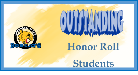 Bobcat logo with Outstanding Honor Roll Students Blue and Yellow